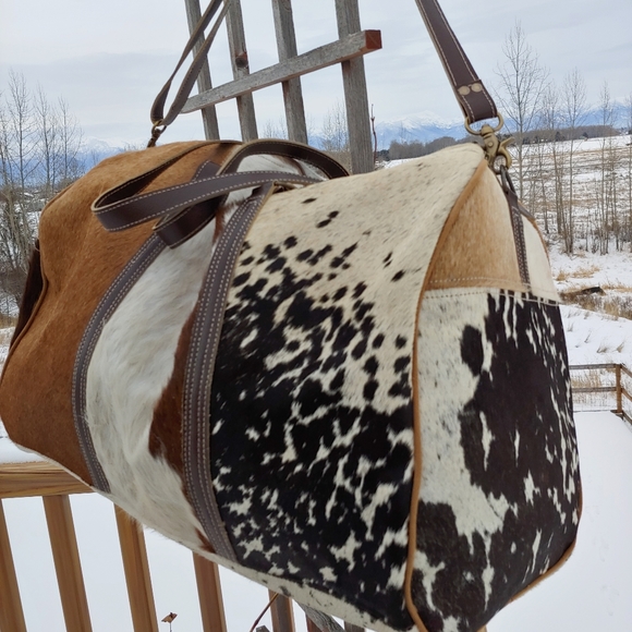 handmade Handbags - 🎁NEW🔥Grand cowhide duffel Bag Leather Ponyhair travel Weekender